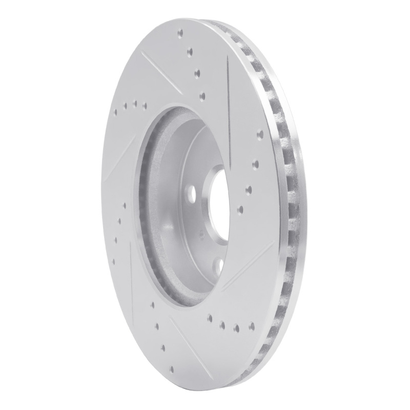 Toyota Yaris Brake Rotor (1) - Front Left - R1 Concepts - Drilled & Slotted - Silver - `12-`18